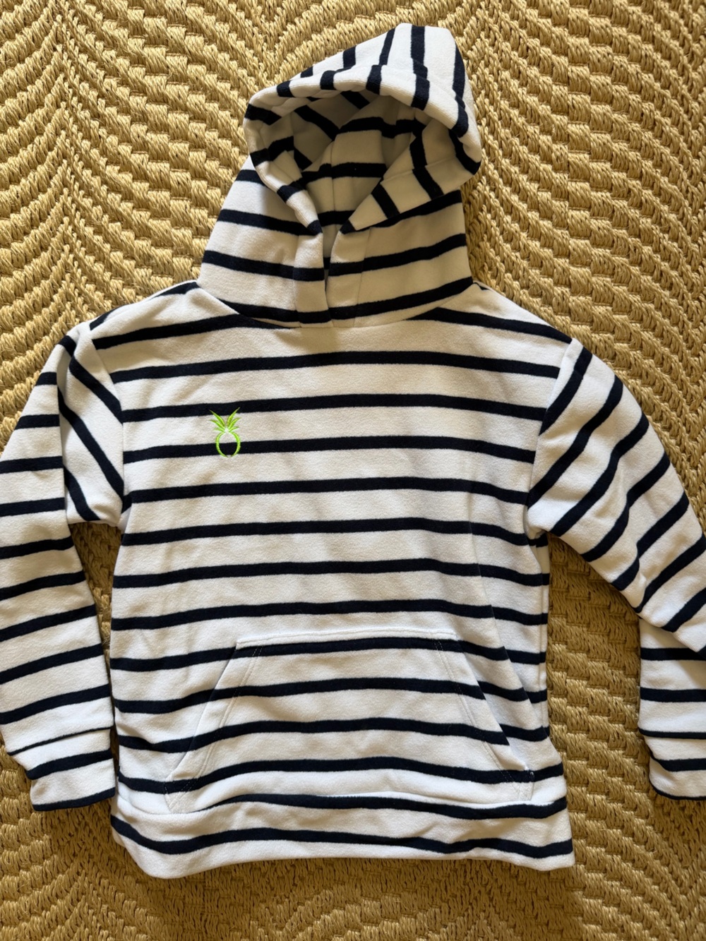 Dudley Stephens Kids Hooded Stripe Pullover - White & Navy stripes